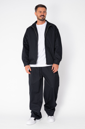 Set heavy-duty nylon zip-up jacket and trousers Black [1]