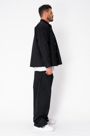 Set Jacheta cu nasturi si pantaloni din denim Black [2]