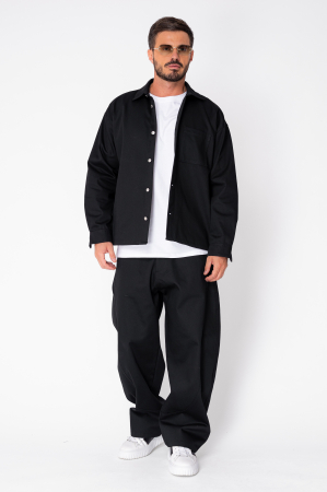 Set Jacheta cu nasturi si pantaloni din denim Black [1]