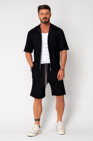 Set Jacheta maneca scurta cu fermoar si pantalon scurt Black [1]