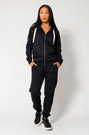 NOUTATI - Set Winter hanorac cu fermoar si pantalon Black