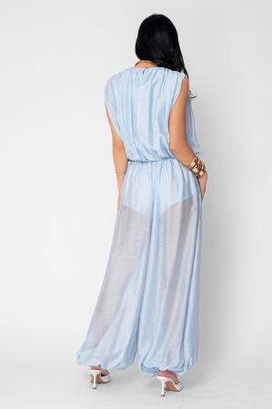Jasmine top and long puffy pants set Light Blue [3]
