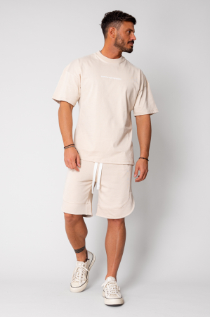 Set Kobe II tricou si pantalon scurt Oversized Light Beige [1]