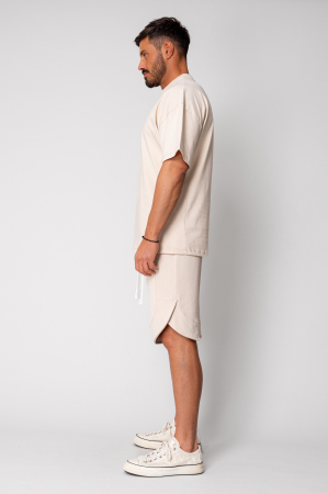Set Kobe II tricou si pantalon scurt Oversized Light Beige [2]