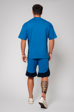 Set Kobe tricou si pantalon scurt Oversized Peacock Blue [2]