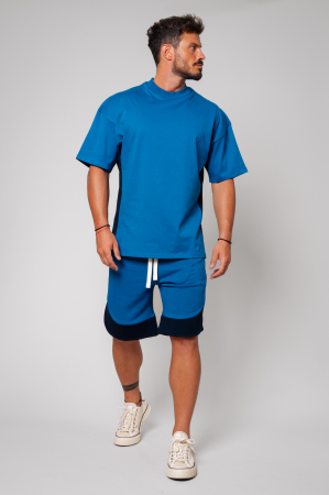 Set Kobe tricou si pantalon scurt Oversized Peacock Blue [1]