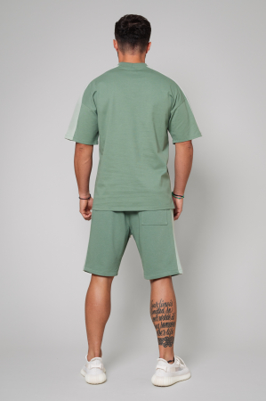 Set LeClub Duo tricou oversized si pantalon scurt Dark Olive [2]