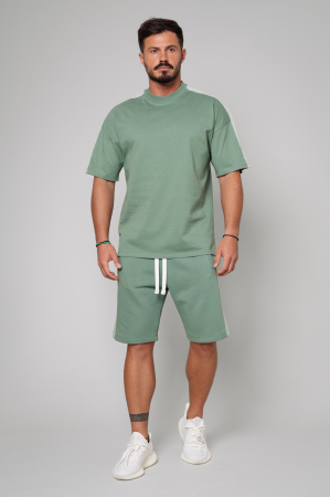 Set LeClub Duo tricou oversized si pantalon scurt Dark Olive [1]