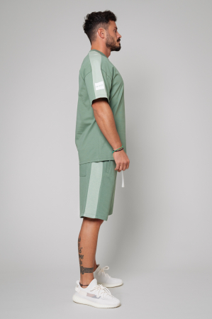 Set LeClub Duo tricou oversized si pantalon scurt Dark Olive [0]
