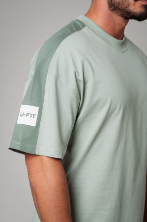 Set LeClub Duo tricou oversized si pantalon scurt Light Olive [3]