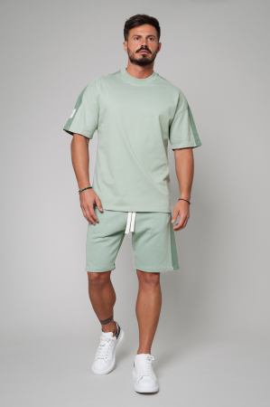 Set LeClub Duo tricou oversized si pantalon scurt Light Olive [1]