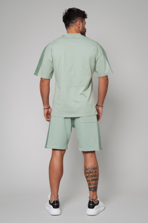 Set LeClub Duo tricou oversized si pantalon scurt Light Olive [2]