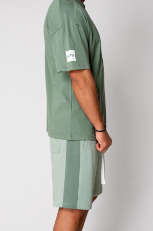 Set LeClub tricou oversized si pantalon scurt Duo Dark Olive [4]