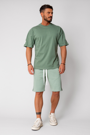 Set LeClub tricou oversized si pantalon scurt Duo Dark Olive [1]