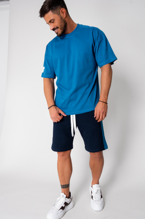 SALE - Set LeClub T-Shirt oversized and short pants Duo Peacock Blue