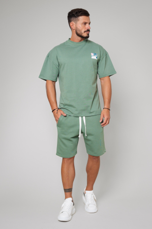 Set LeClub tricou oversized si pantalon scurt Dark Olive [0]