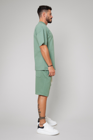 Set LeClub tricou oversized si pantalon scurt Dark Olive [1]