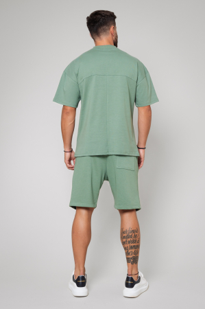 Set LeClub tricou oversized si pantalon scurt Dark Olive [2]