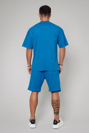 Set LeClub tricou oversized si pantalon scurt Peacock Blue [2]