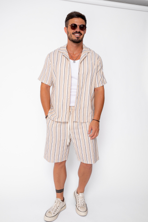 MEN - Set Line Shirt and Shorts Knitted Beige