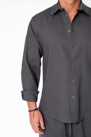 Set Lino from 100% Linen shirt and short pants Premium Edition Grey Anthracite [5]