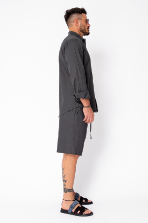 Set Lino from 100% Linen shirt and short pants Premium Edition Grey Anthracite [2]