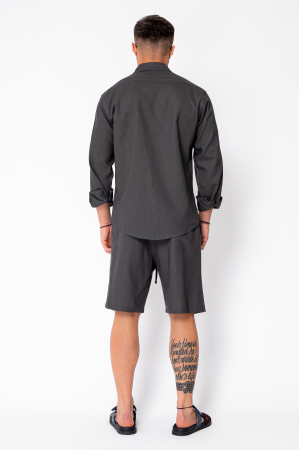 Set Lino from 100% Linen shirt and short pants Premium Edition Grey Anthracite [3]