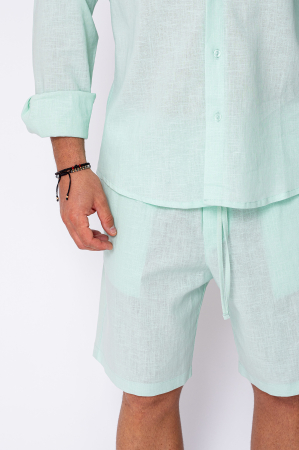 Set Lino from 100% Linen shirt and short pants Premium Edition Mint [4]