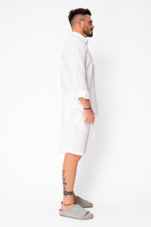Set Lino 100% In camasa si pantalon scurt Premium Edition Off White [2]