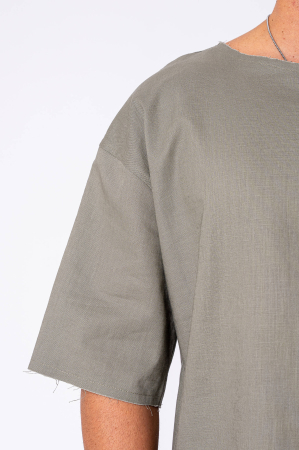 Set Lino 100% Linen t-shirt and short pants Dark Olive Premium Edition New [5]