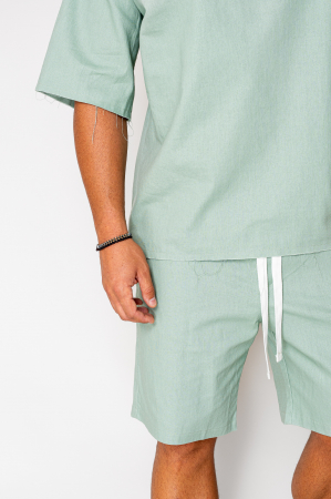 Set Lino 100% Linen t-shirt and short pants Olive [4]