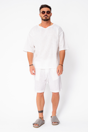 Set Lino 100% In Tricou si pantalon scurt Off White Premium Edition New [1]