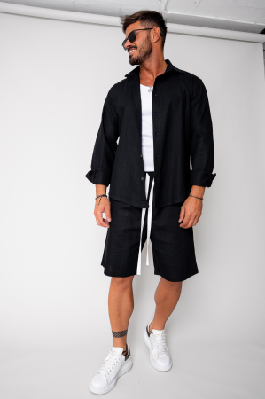 SALE - Set Lino shirt and short pants Black New