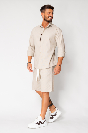 Set Lino shirt and short pants Light Beige New [2]