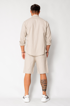 Set Lino shirt and short pants Light Beige New [3]