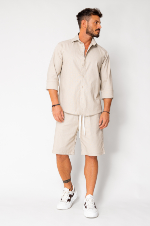 Set Lino shirt and short pants Light Beige New [1]