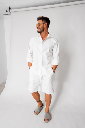 Set Lino shirt and short pants Off White New [0]
