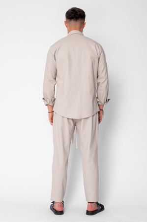 Set Lino Long shirt and short pants Beige [2]