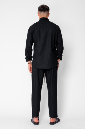 Set Lino Long shirt and short pants Black [2]