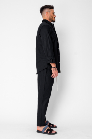 Set Lino Long shirt and short pants Black [1]