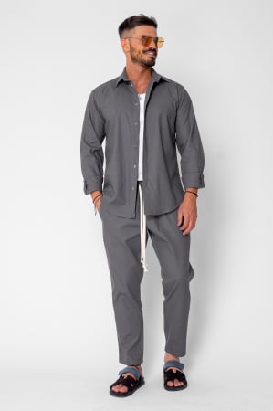 MEN - Set Lino Long shirt and short pants Grey Anthracite