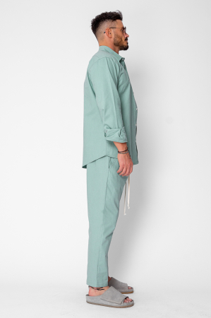 Set Lino Long shirt and short pants Olive [1]