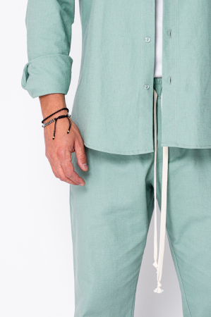 Set Lino Long shirt and short pants Olive [3]