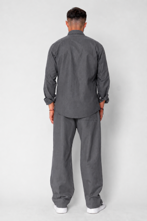Set Lino Oversized camasa si pantalon din In Premium Edition Grey Anthracite [2]