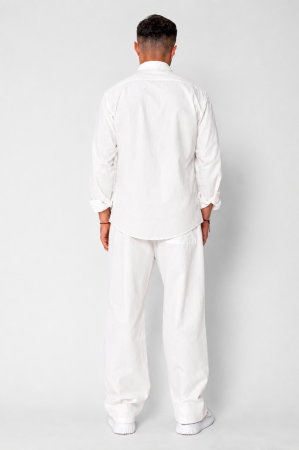 Set Lino Oversized camasa si pantalon din In Premium Edition Off White [3]