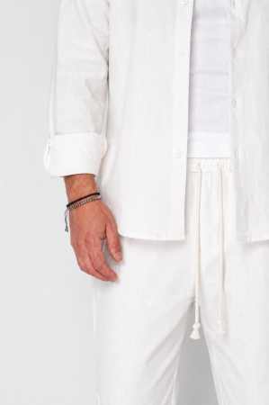 Set Lino Oversized camasa si pantalon din In Premium Edition Off White [1]