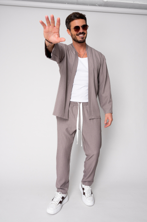 Men - Set Long Tulum Cardigan and pants Premium Edition Taupe