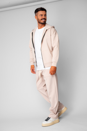 Barbati - Set Loren Jacheta cu fermoar si Pantalon lung Light Beige