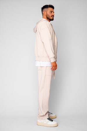 Set Loren Jacheta cu fermoar si Pantalon lung Light Beige [2]