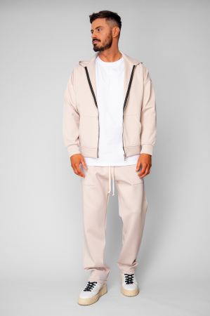 Set Loren Jacheta cu fermoar si Pantalon lung Light Beige [1]